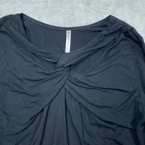 Fabletics Womens Twist Front Long Sleeve Top XL Black a1511 - Picture 2 of 9